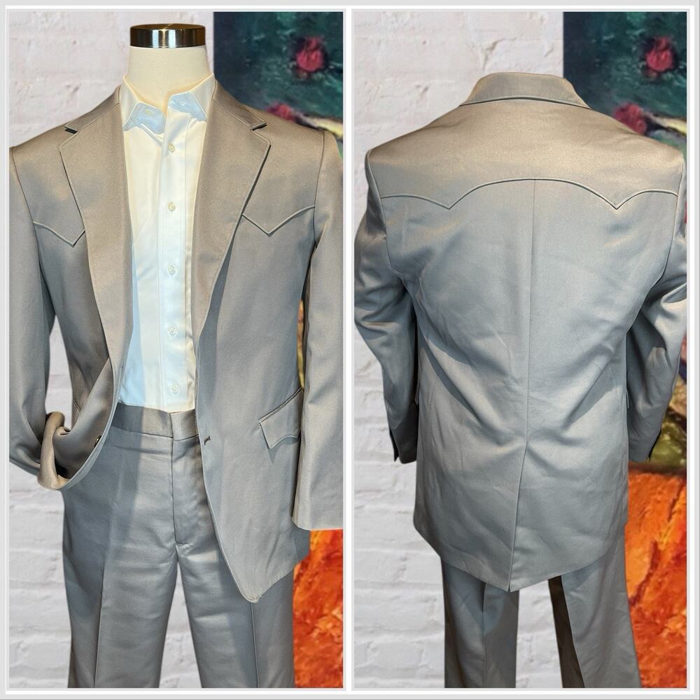 Circle S Dallas Texas 43-44R 38x29 Taupe Brown Tan Western Suit Rodeo - Picture 2 of 16